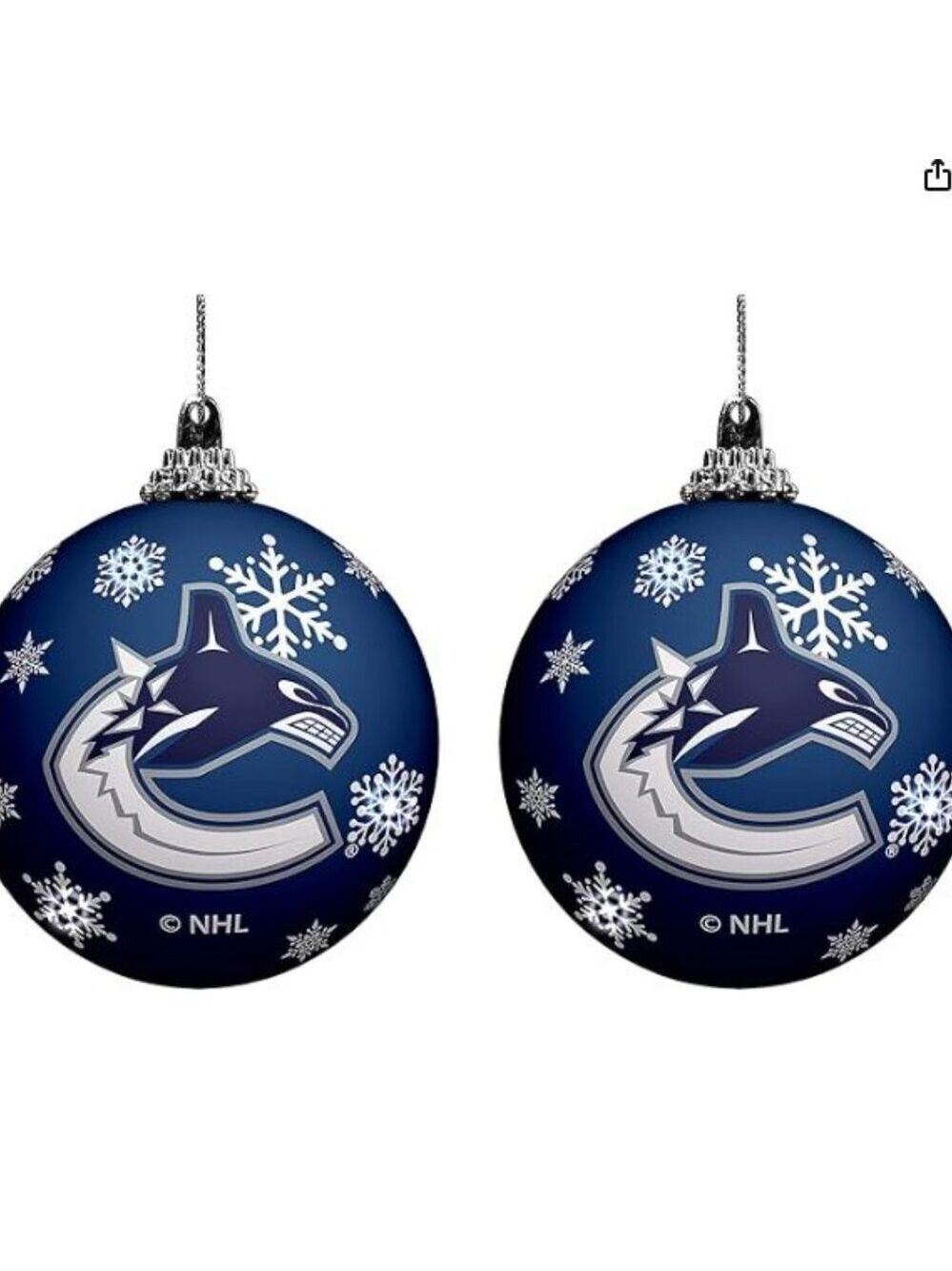 NHL Vancouver Canucks Bulb Shatterproof Ornament, 2-Pack BNIP